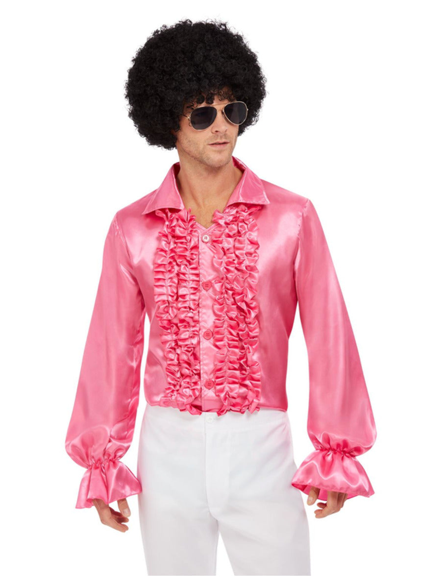 60s Ruffled Shirt Adult Hot Pink_2