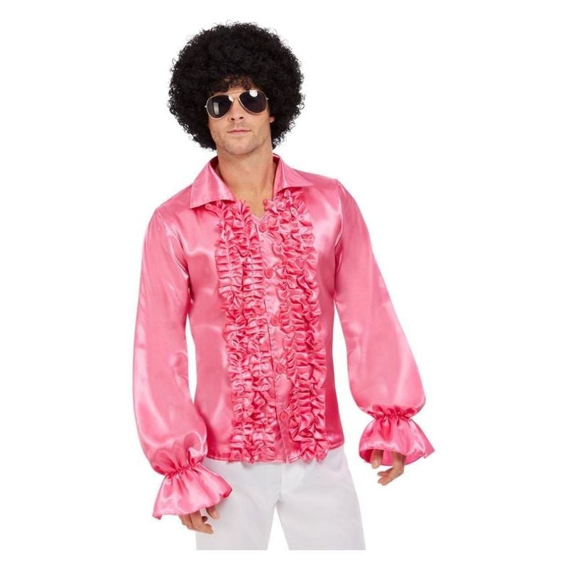 60s Ruffled Shirt Adult Hot Pink_1