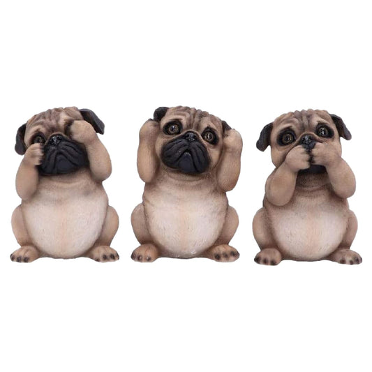 Three Wise Pugs Dog Ornaments 8.5cm 2
