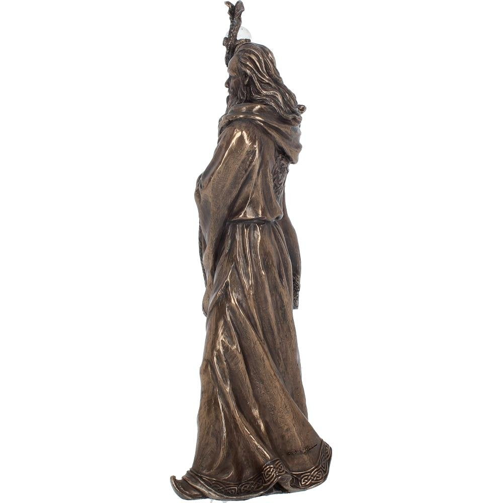 Bronze Wizard Merlin Figurine Arthurian Magic Sorcerer Ornament 28cm