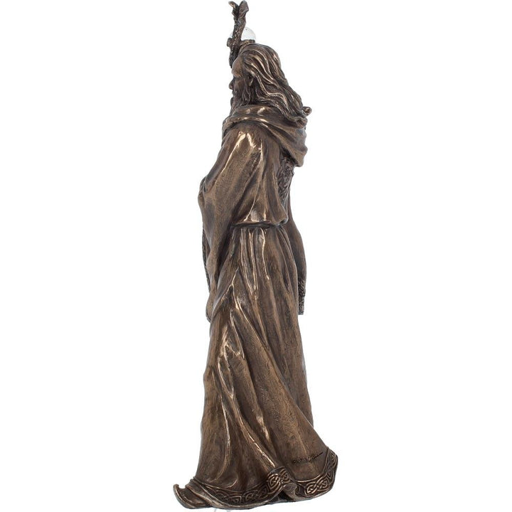 Bronze Wizard Merlin Figurine Arthurian Magic Sorcerer Ornament 28cm
