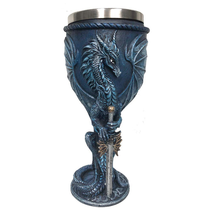 Ruth Thompson Sea Blade Blue Water Dragon Goblet Glass by 17.8cm