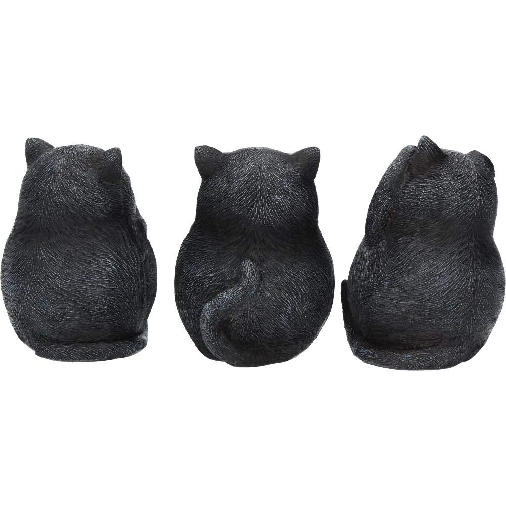 Three Wise Fat Cat Figurines 3 Cute Cats 8.5cm