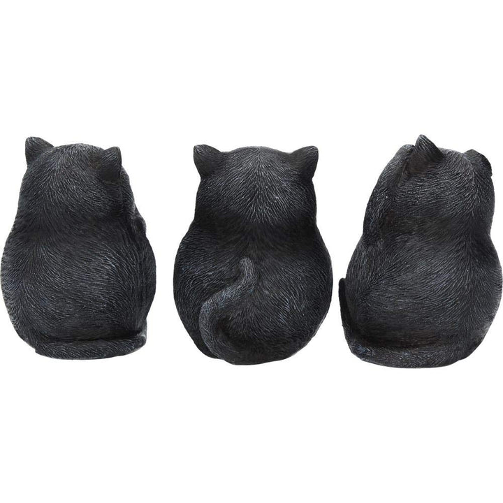 Three Wise Fat Cat Figurines 3 Cute Cats 8.5cm