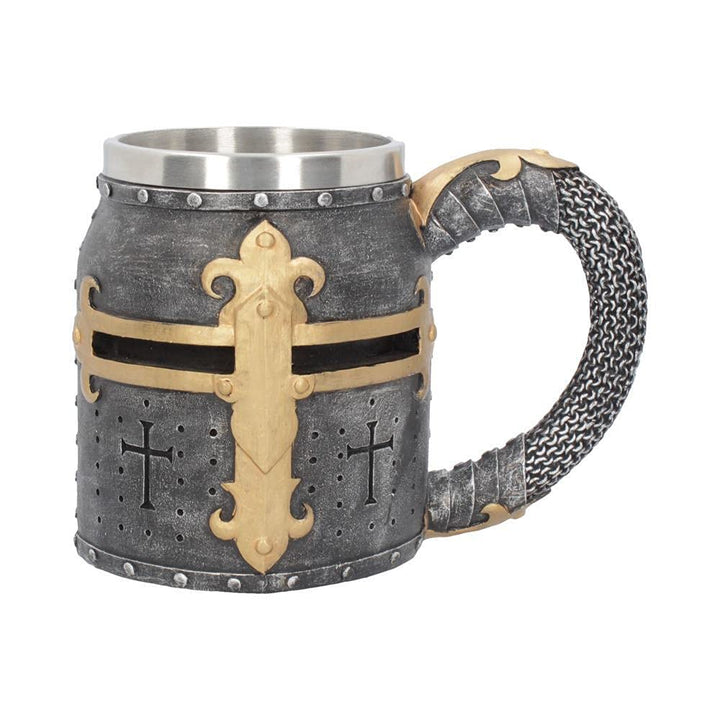 Crusader Medieval Knight Chainmail Tankard Historical Helmet Mug 17cm