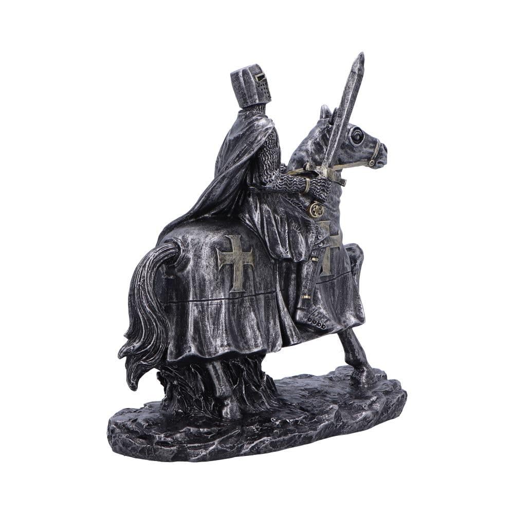 To Serve a Majestic Templar Knight Figurine on Horseback 16cm