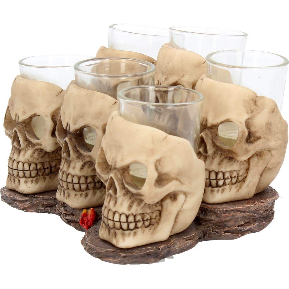 Six Shooter Skulls Skull Shot Glass Set 10cm of 6