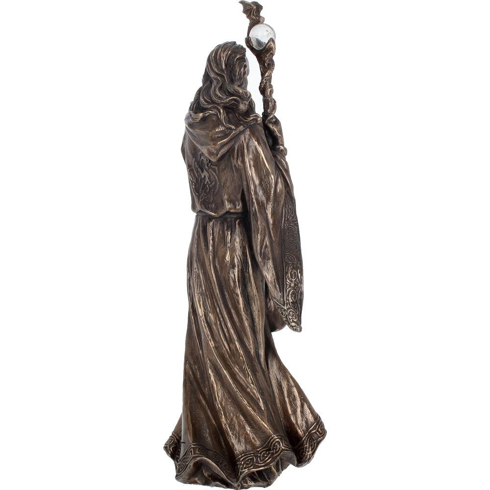 Bronze Wizard Merlin Figurine Arthurian Magic Sorcerer Ornament 28cm
