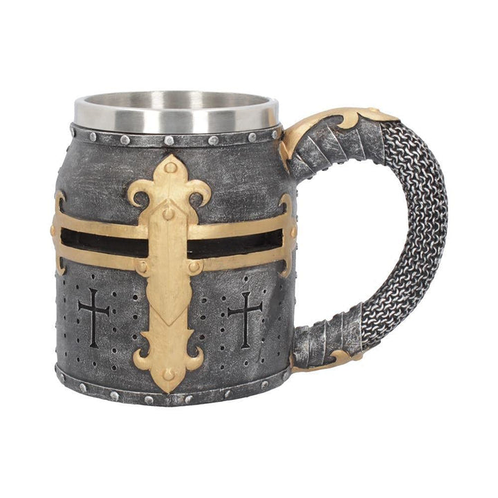Crusader Medieval Knight Chainmail Tankard Historical Helmet Mug 17cm