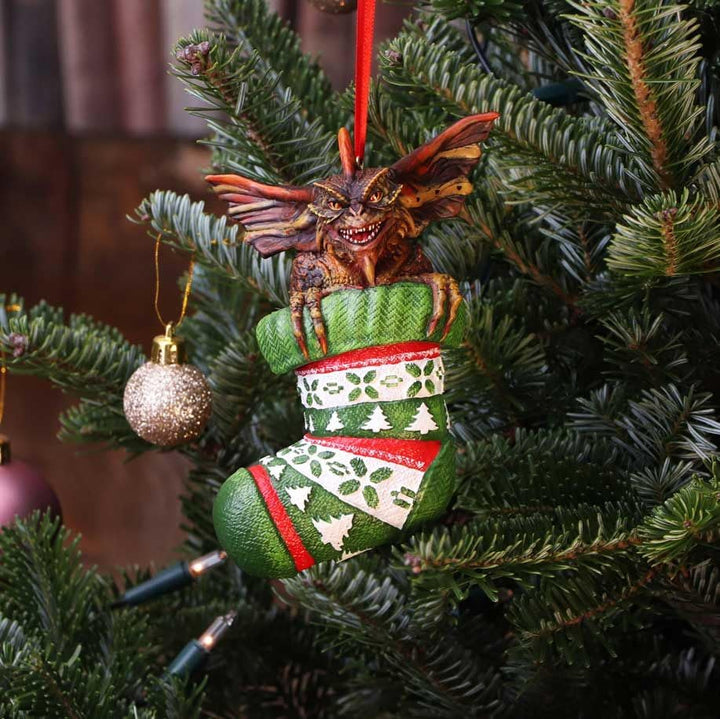 Gremlins Mohawk in Stocking Hanging Festive Decorative Ornament 12cm