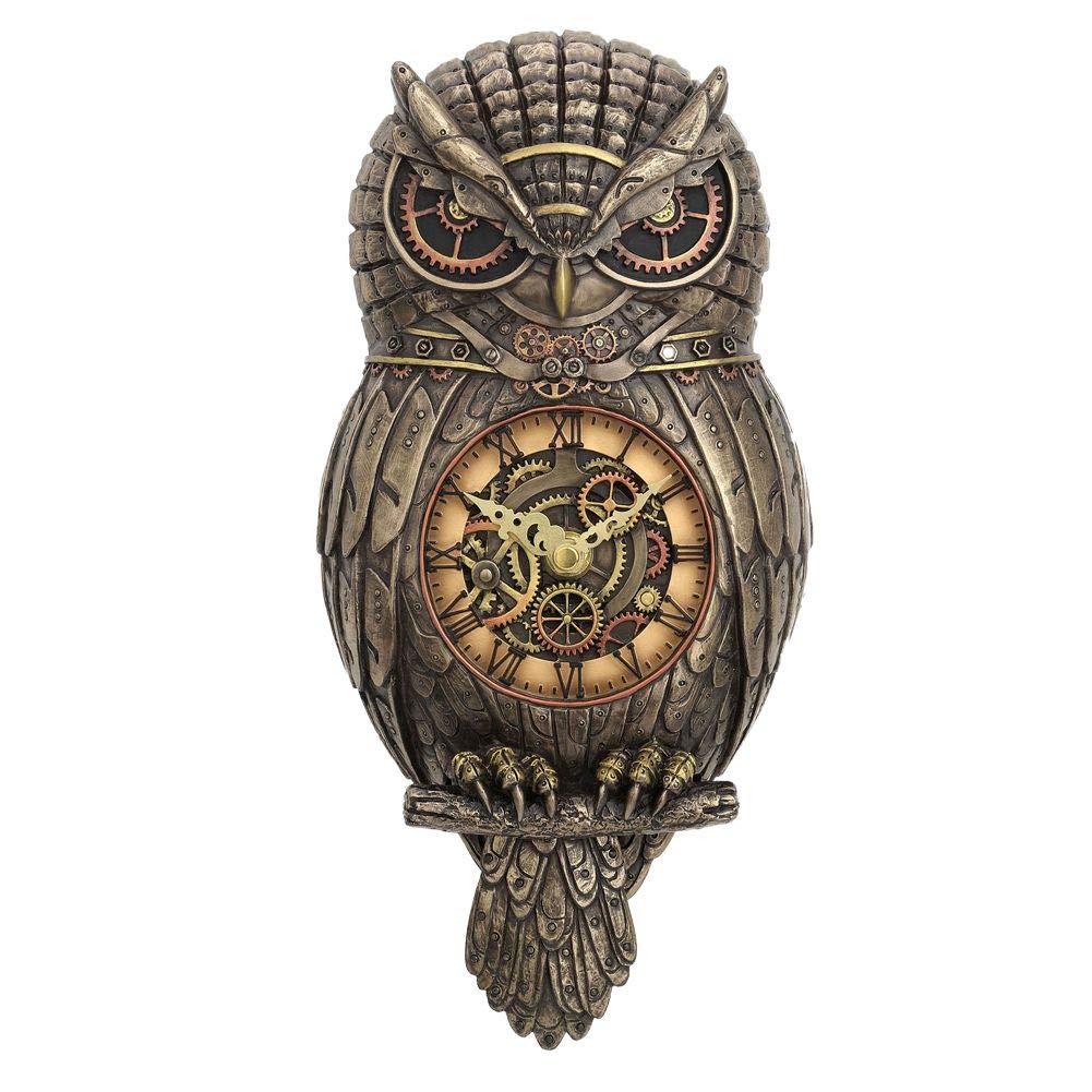 Chronology Wisdom Steampunk Owl Wall Clock 31.5cm