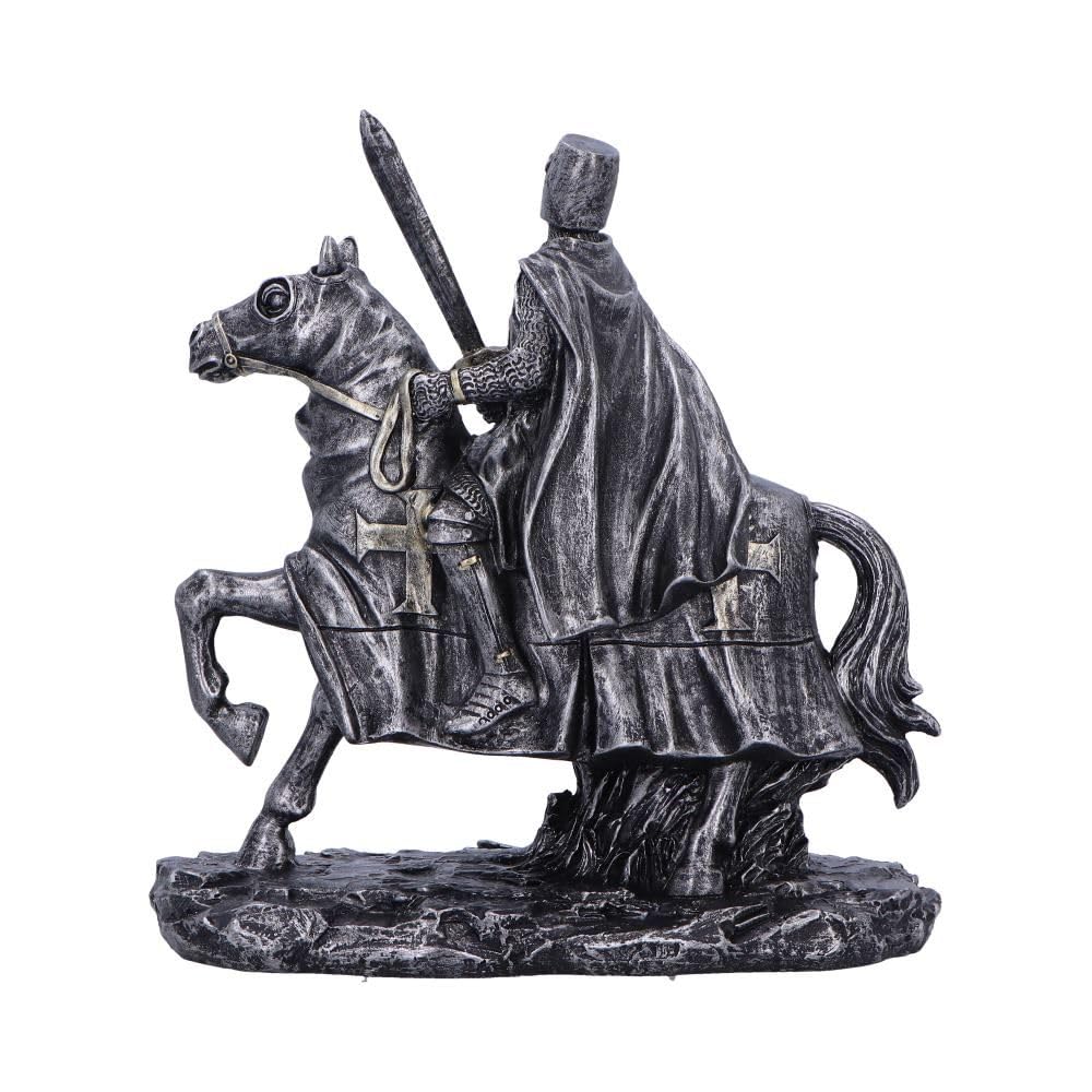 To Serve a Majestic Templar Knight Figurine on Horseback 16cm