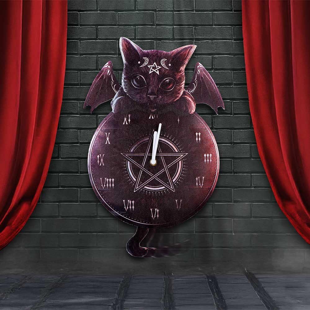 Cult Cuties Malpuss Wall Hanging Clock with Swinging Tail Tickin 41cm