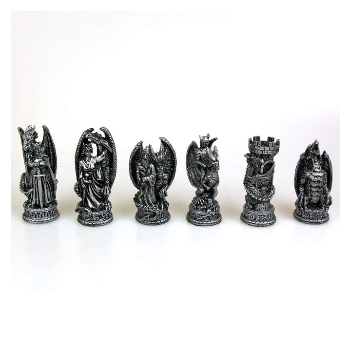 Raised Fantasy Kingdom Of The Dragon Chess Set With Corner Towers 43cm