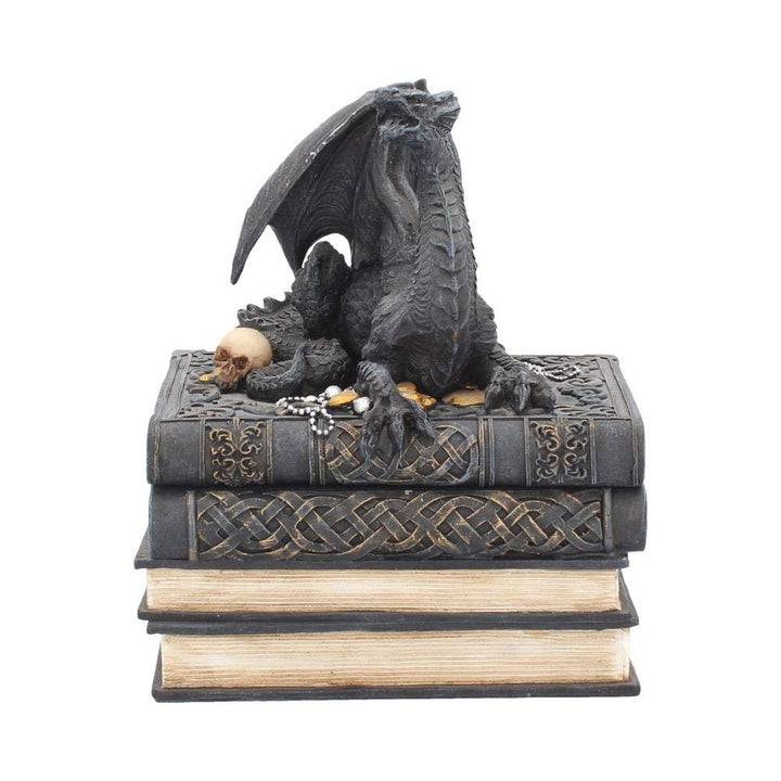 Secrets of the Dragon Box Gothic Skull Books Trinket 19cm