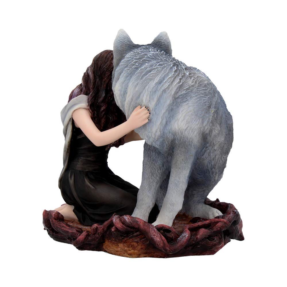 Soul Bond By Anne Stokes Handpainted Wolf and Woman Resin Figurine 17cm