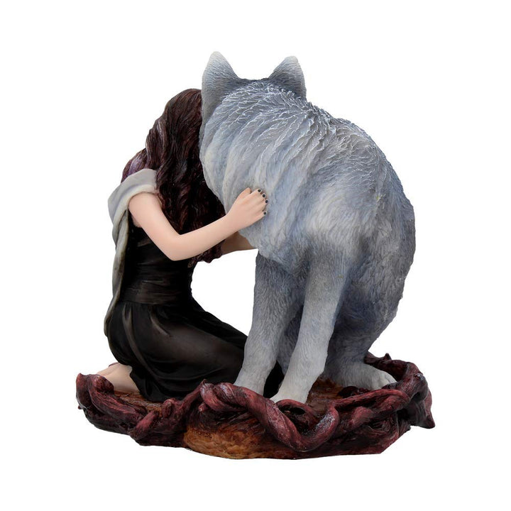 Soul Bond By Anne Stokes Handpainted Wolf and Woman Resin Figurine 17cm
