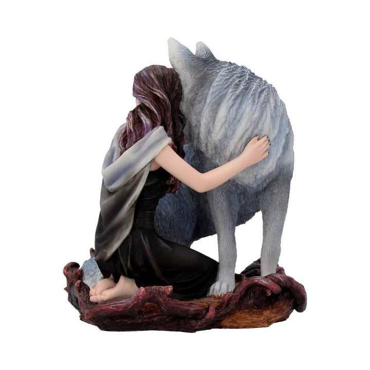 Soul Bond By Anne Stokes Handpainted Wolf and Woman Resin Figurine 17cm