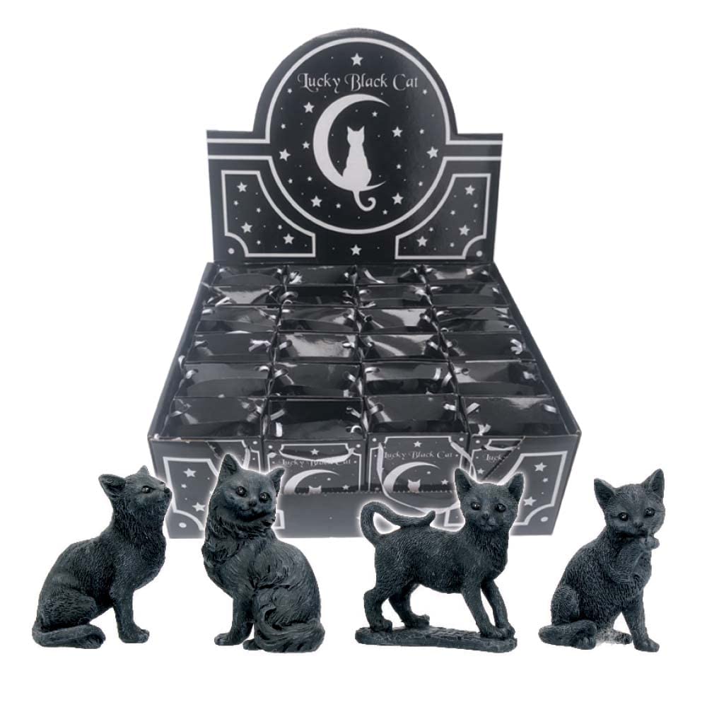 Adorable Lucky Black Cats 9cm Figures Display of 24