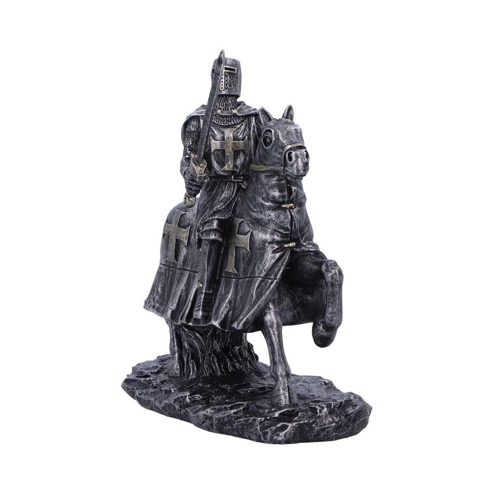 To Serve a Majestic Templar Knight Figurine on Horseback 16cm