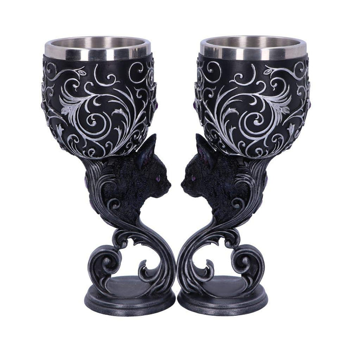Familiars Love Twin Cat Heart Set of Two Goblets 18.5cm