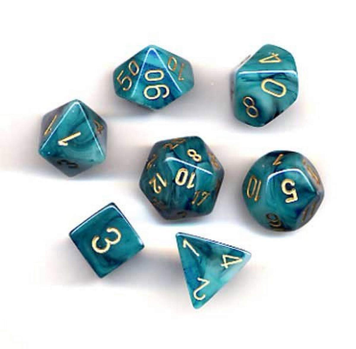 Chessex CHX27489 Dice-Phantom Teal/Gold Set 1