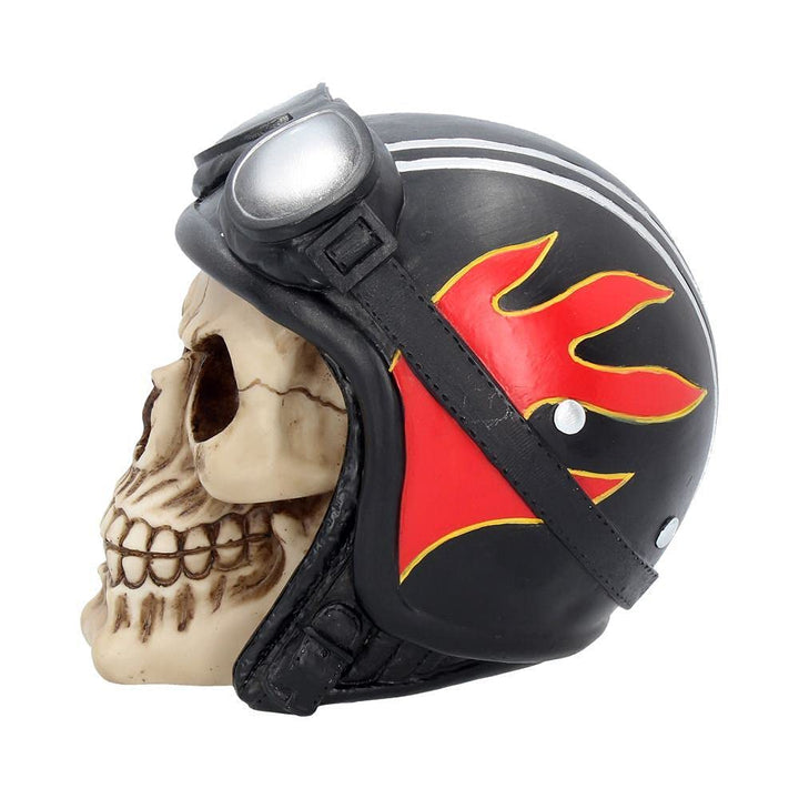 Hell Fire Biker Flame Helmet Skull Ornament 15cm