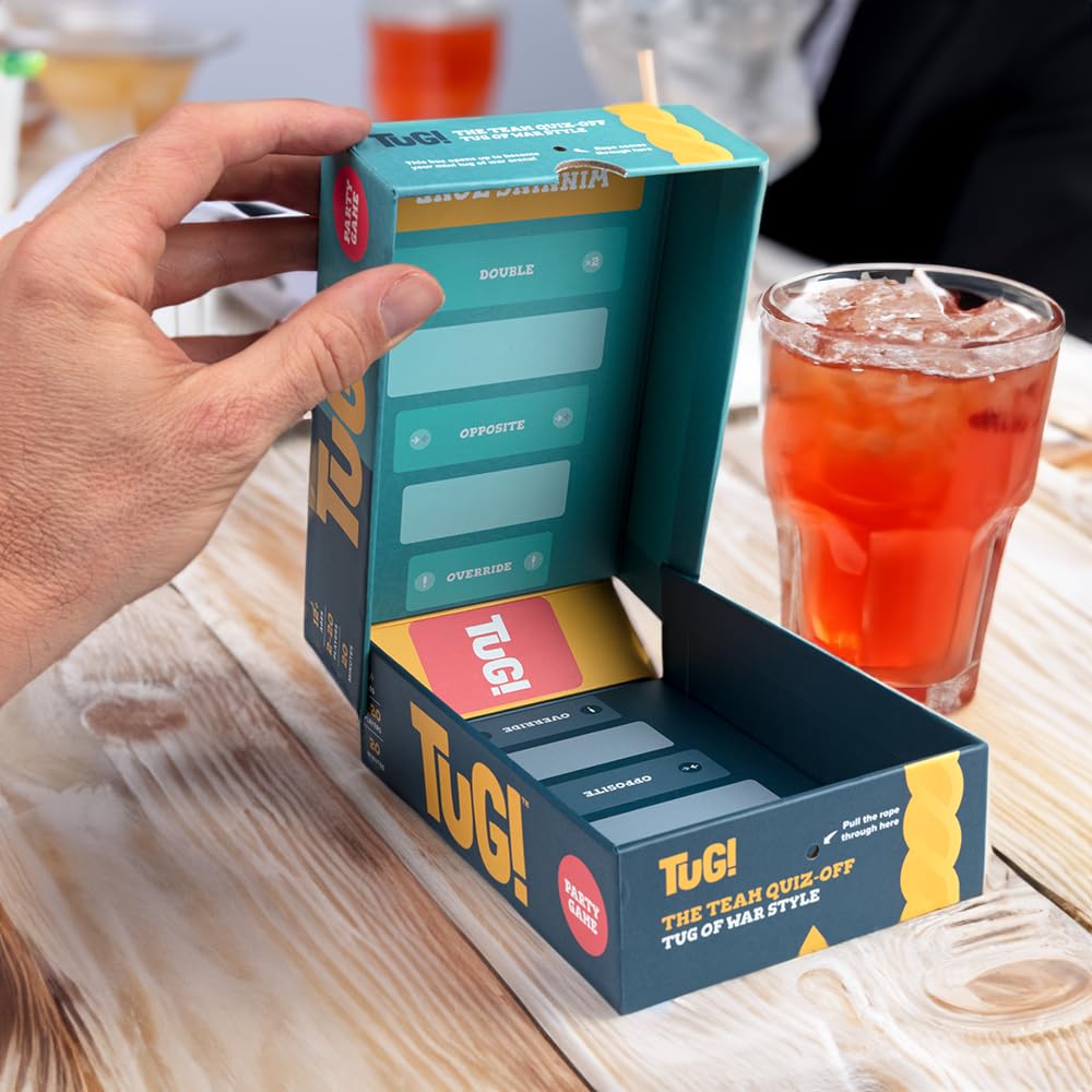 TUG! The Team Trivia Game with a Mini Tug of War in The Box | Perfect for 2-20 Players | Ultimate Holiday Game for Teens, Adults and Family Game Night | Great Gift or Stocking Stuffer | Ages 11+ 9
