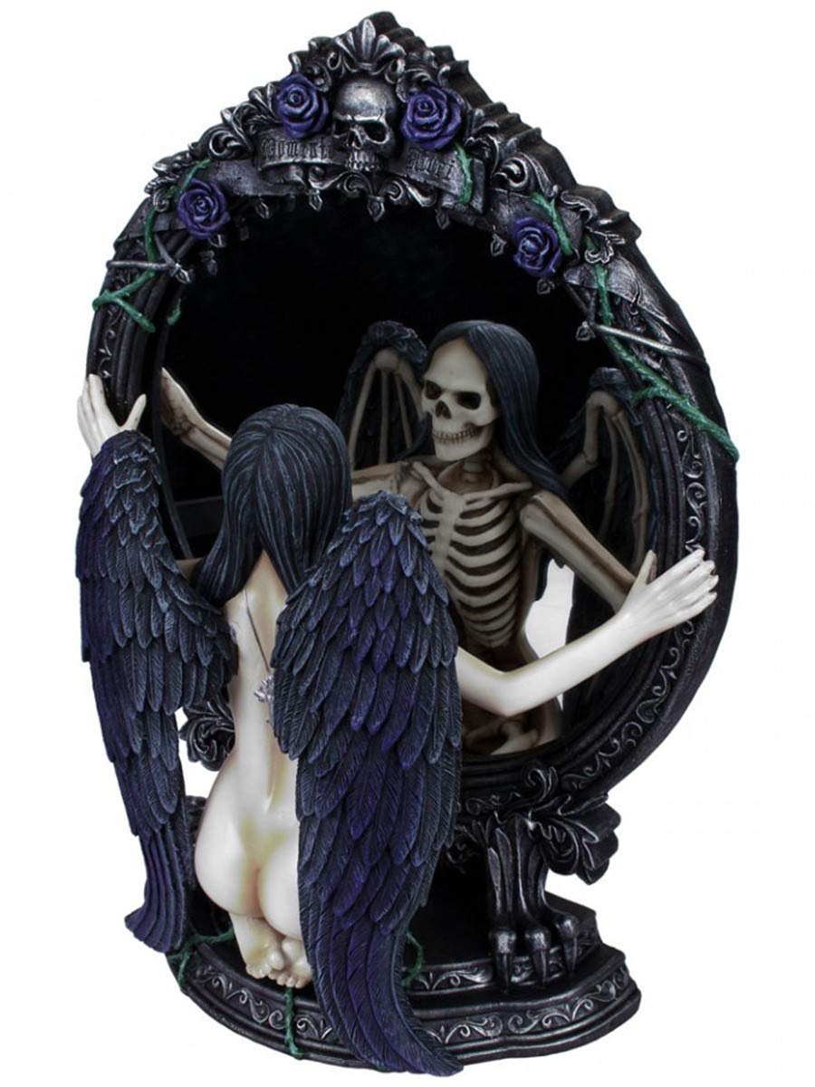 Fates Reflection Gothic Mirror Female Skeleton Ornament 33cm