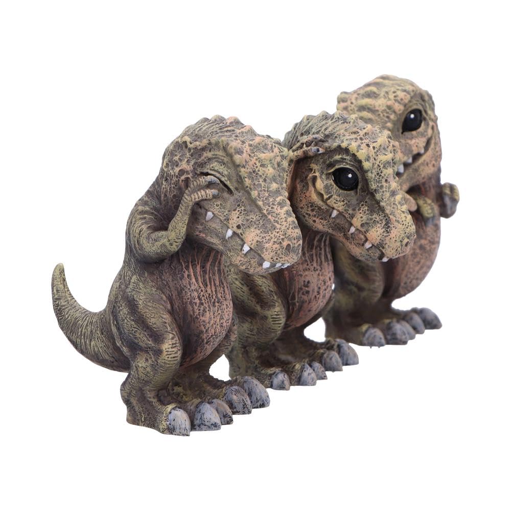 Three Wise See No Hear Speak Tyrannosaurus Rex Dinosaur Figurines 9.3cm