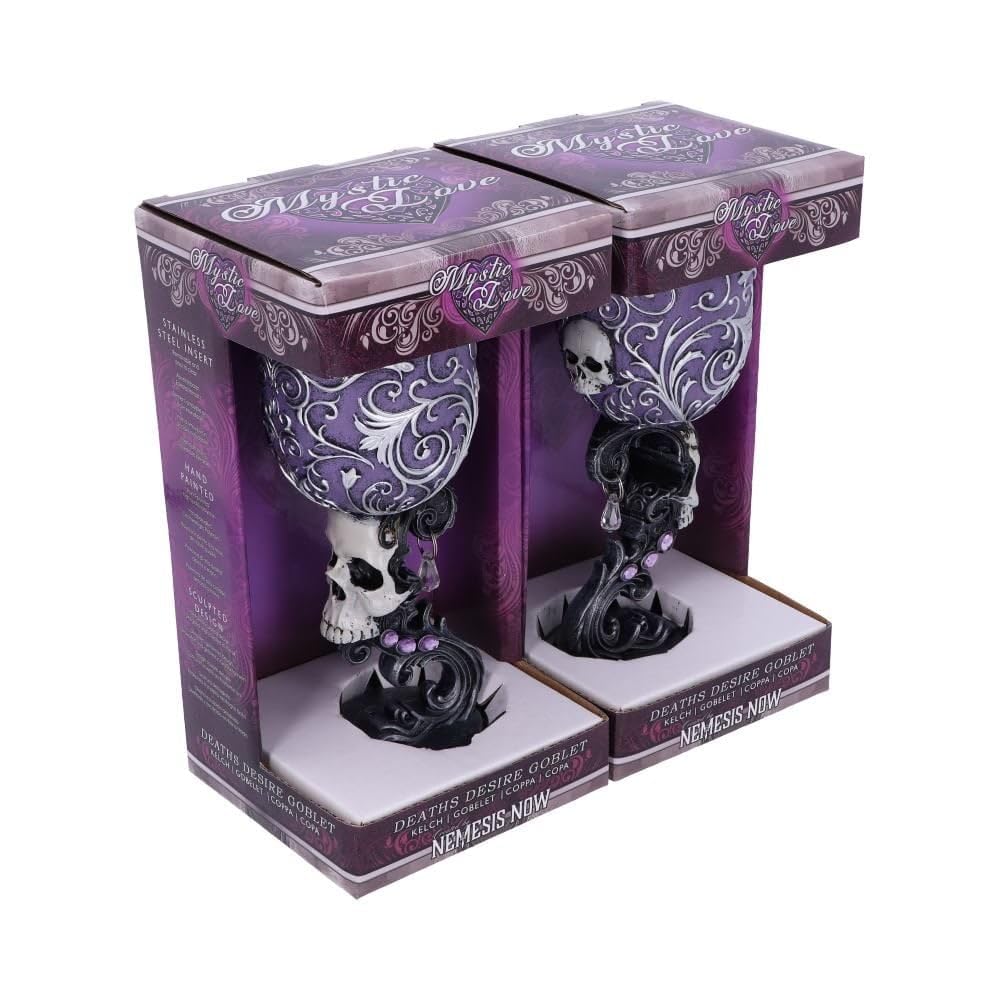 Deaths Desire Twin Skull Heart Set of Two Goblets 18.5cm 2