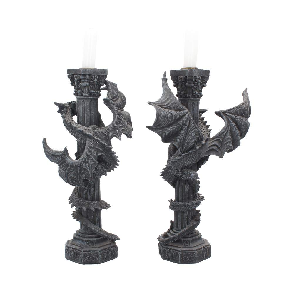 Guardians of the light Dragon Candle Holders Set 2 28cm