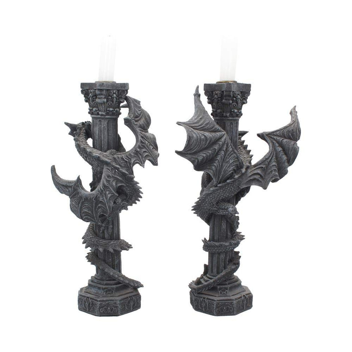 Guardians of the light Dragon Candle Holders Set 2 28cm