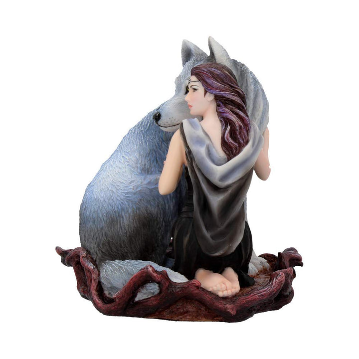 Soul Bond By Anne Stokes Handpainted Wolf and Woman Resin Figurine 17cm