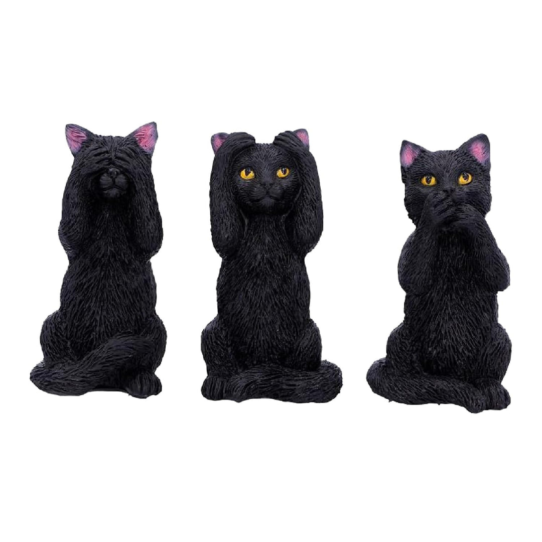 Three Wise Felines Black Cat Figures 8.5cm