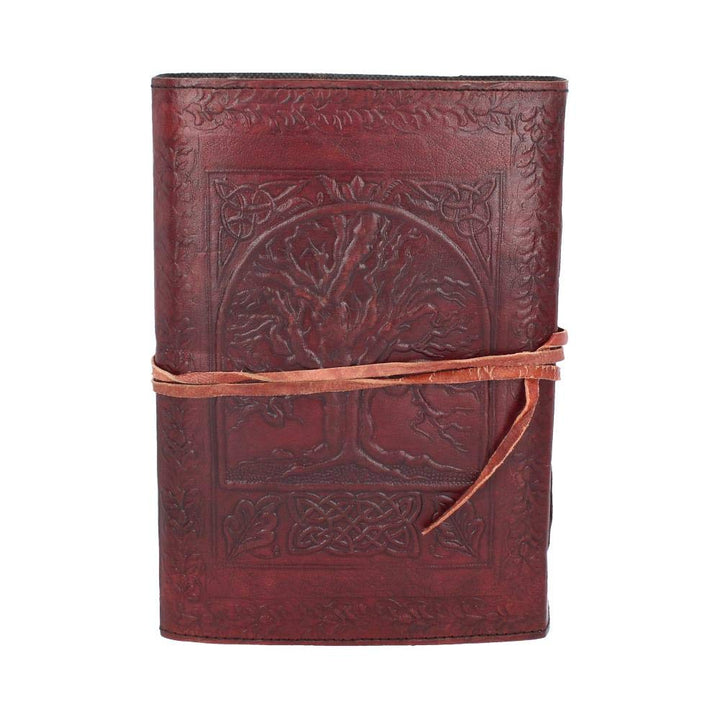 Tree Of Life Bound Red Leather Embossed Journal 18 x 25cm