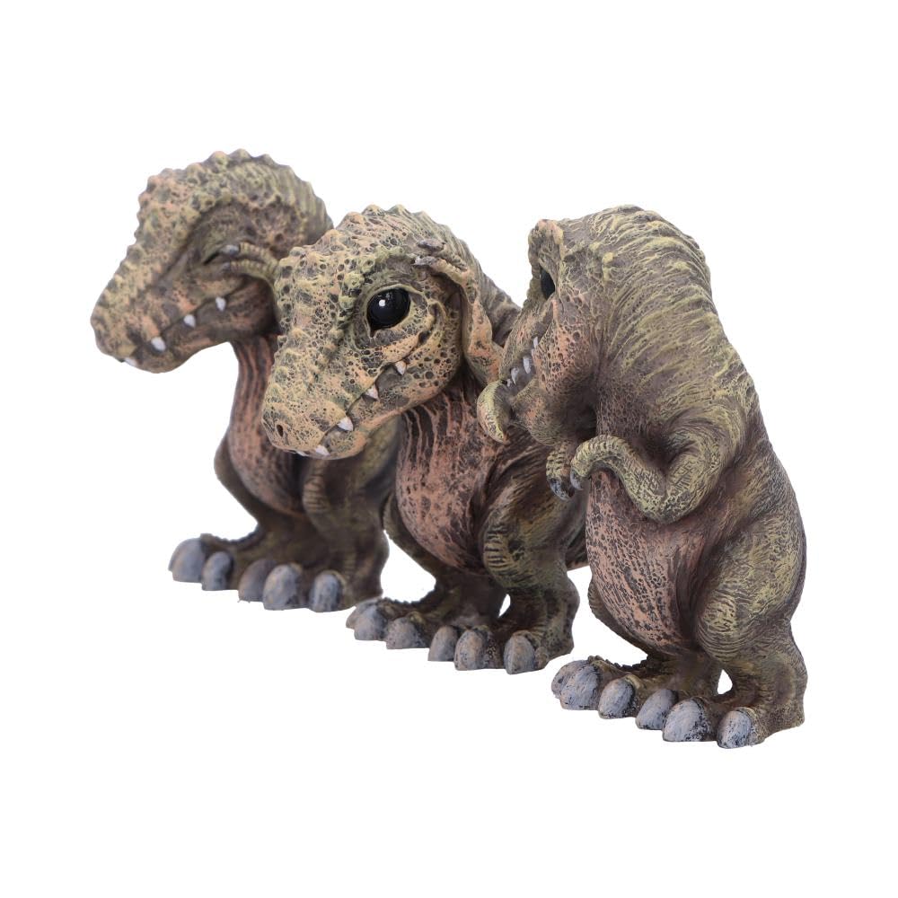 Three Wise See No Hear Speak Tyrannosaurus Rex Dinosaur Figurines 9.3cm