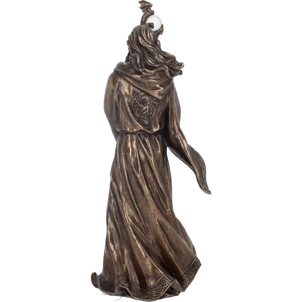 Bronze Wizard Merlin Figurine Arthurian Magic Sorcerer Ornament 28cm
