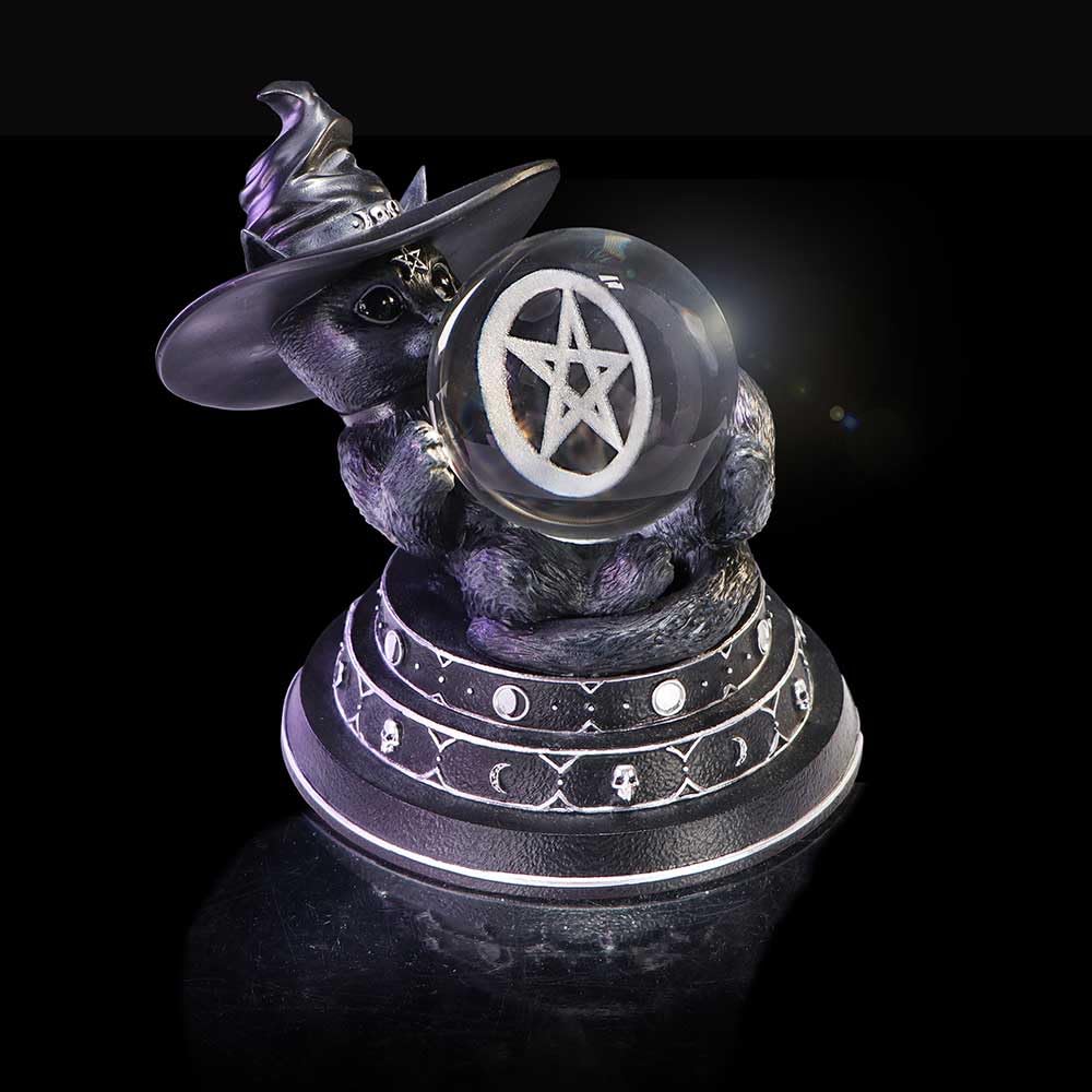 Cult Cuties Purrah Witch Cat Ornament Holding a Crystal Ball Purrahs Fortune 12.2cm
