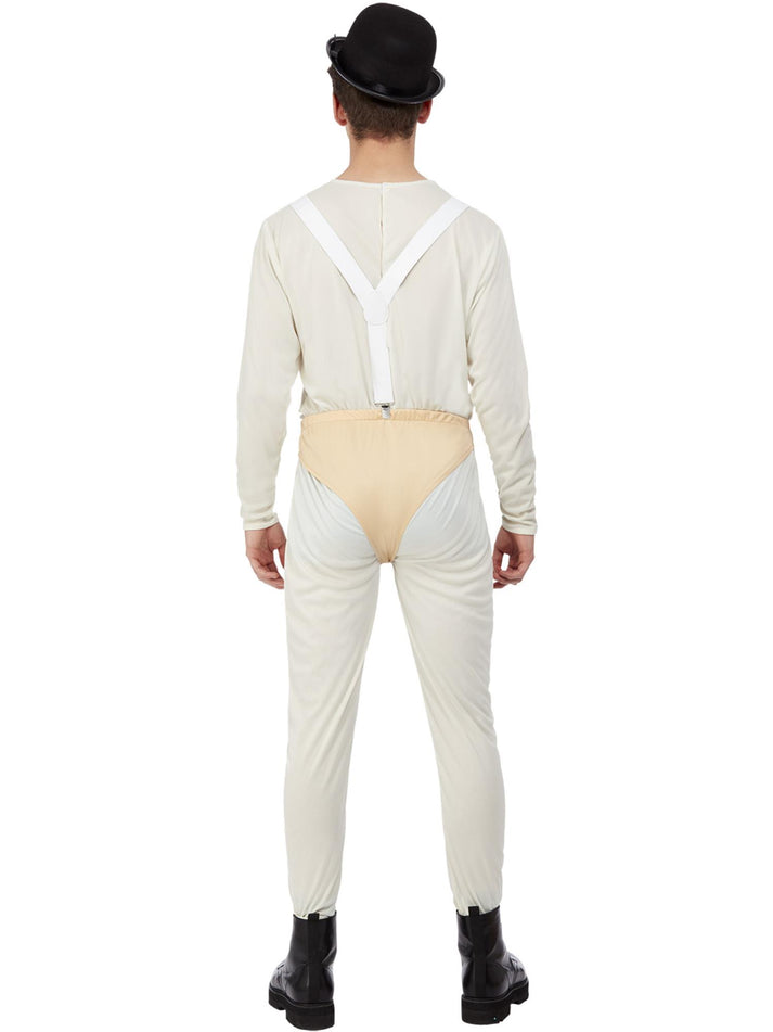 Cult Classic Clockwork Orange Costume Mens White Bodysuit Pants Braces and Hat