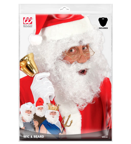 Character Curly Wig & Beard White - In Polybag