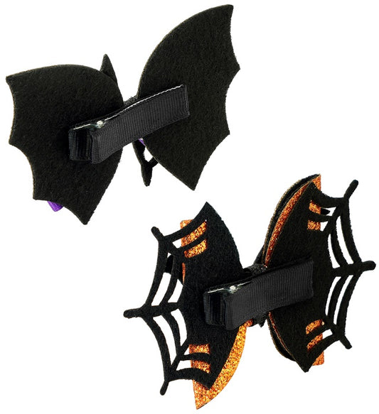 Hair Clip Bat / Spiderweb Bow Child Size - 2 Styles Assorted