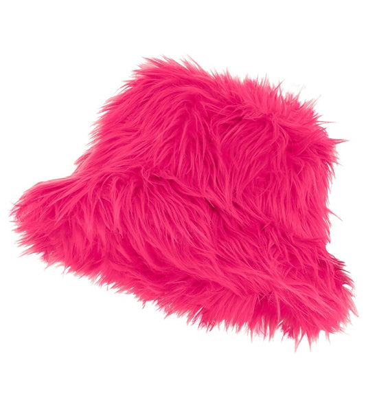 Bucket Hat Plush Neon Pink