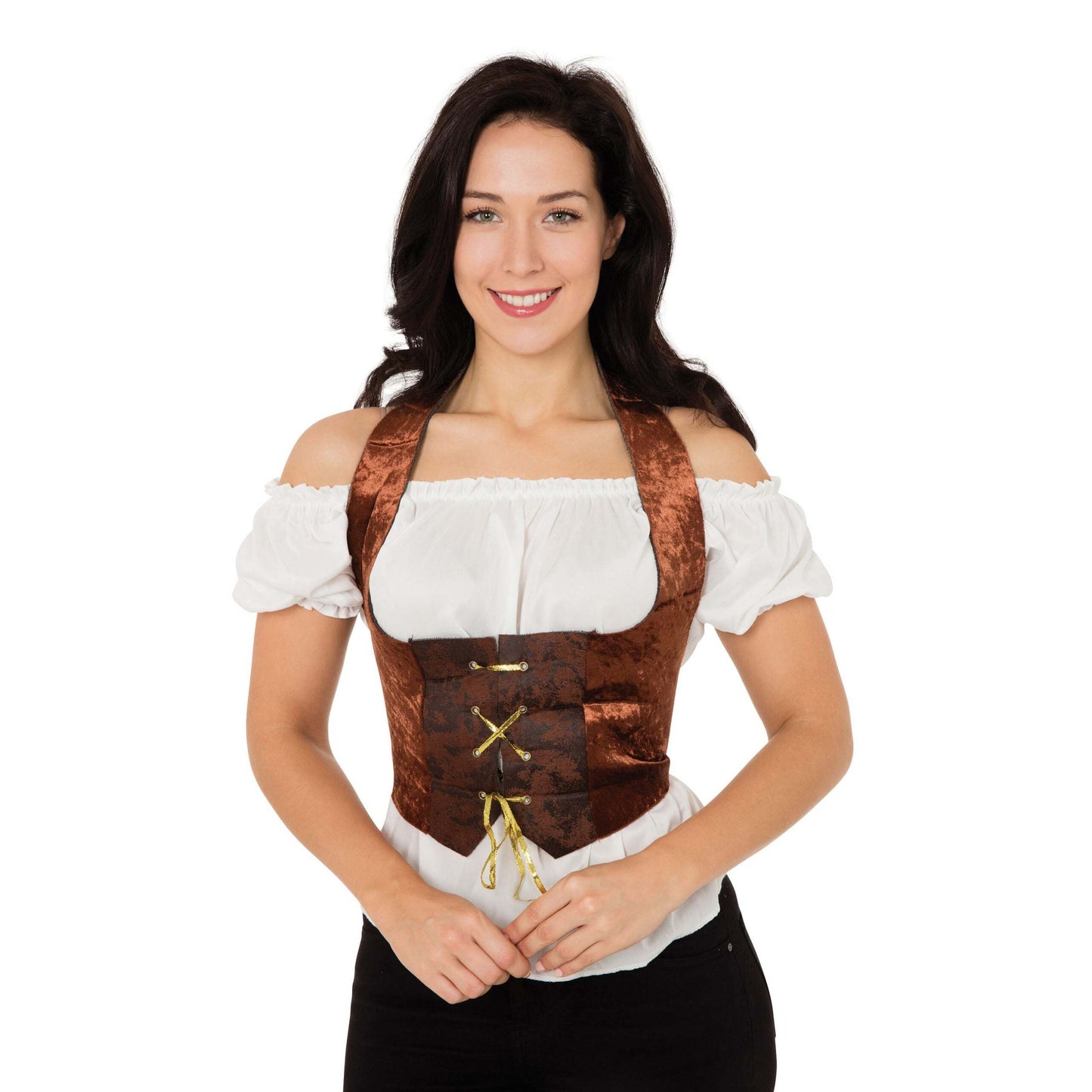 Womens Velvet Corset Brown Adult Costume Female Halloween 1