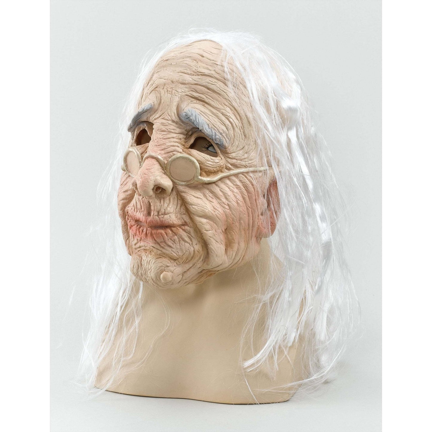 Womens Old Woman Mask & Hair Budget Rubber Masks Female Halloween Costume 1