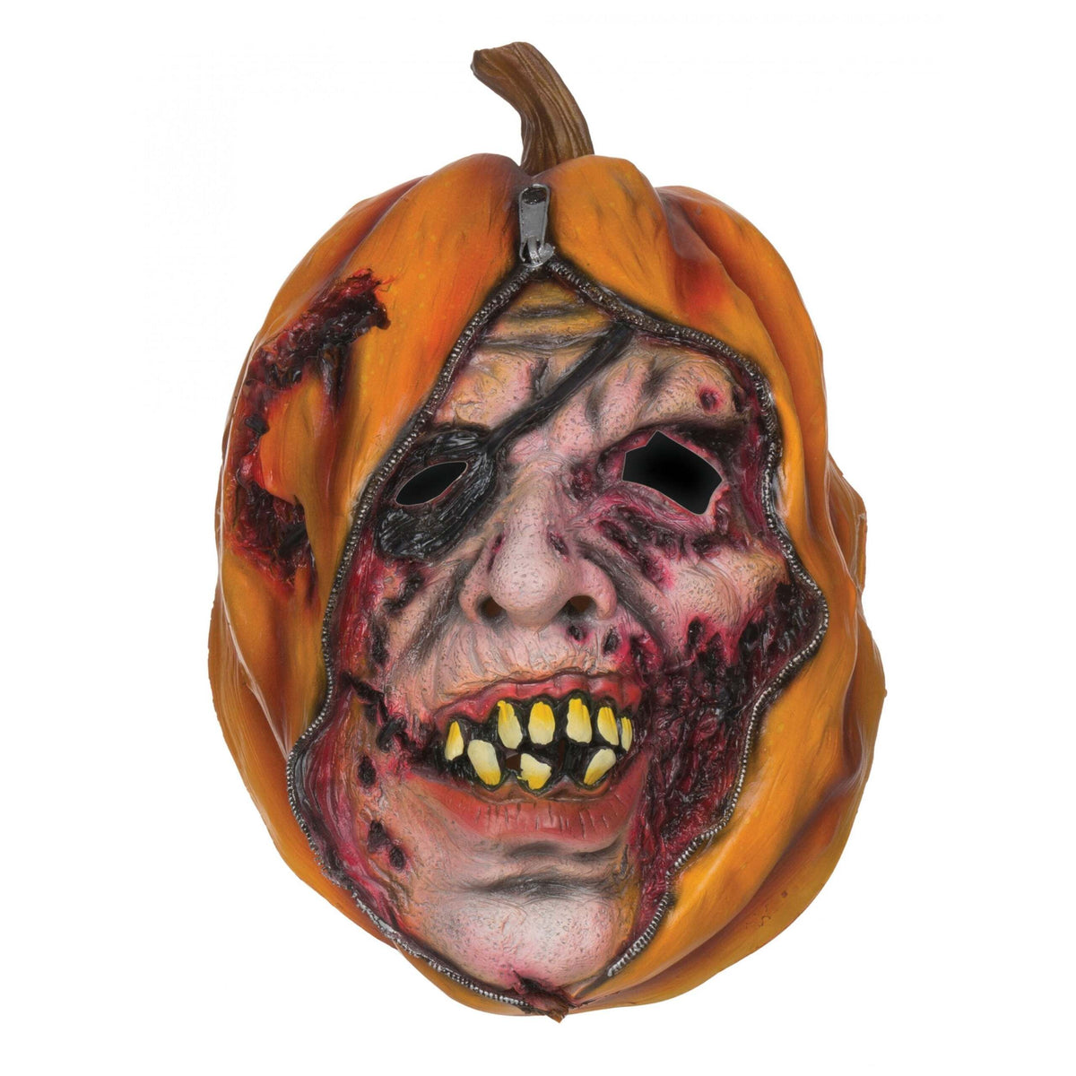 Mens Pumpkin Mask Unzipped Rubber Masks Male Halloween Costume 1