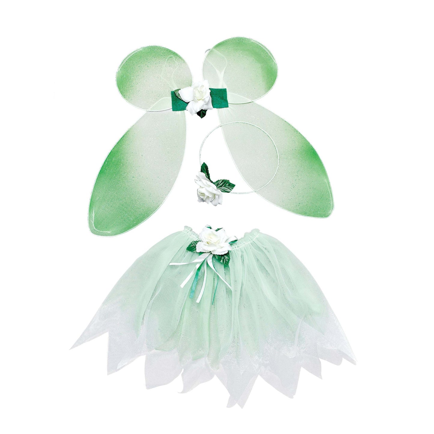 Girls Fairy Set Green Childs Instant Disguise Female Halloween Costume 1