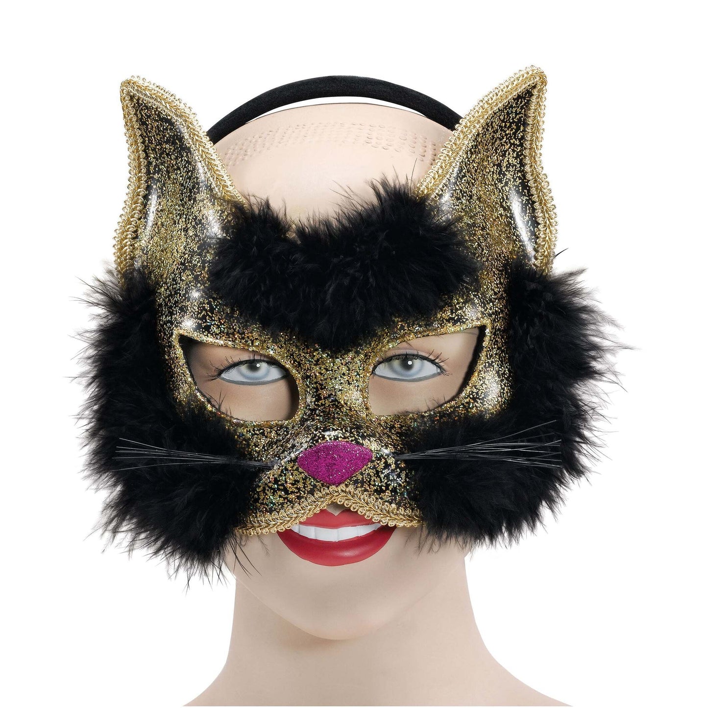 Womens Glitter Cat Mask Black On Hband Eye Masks Female Halloween Costume 1