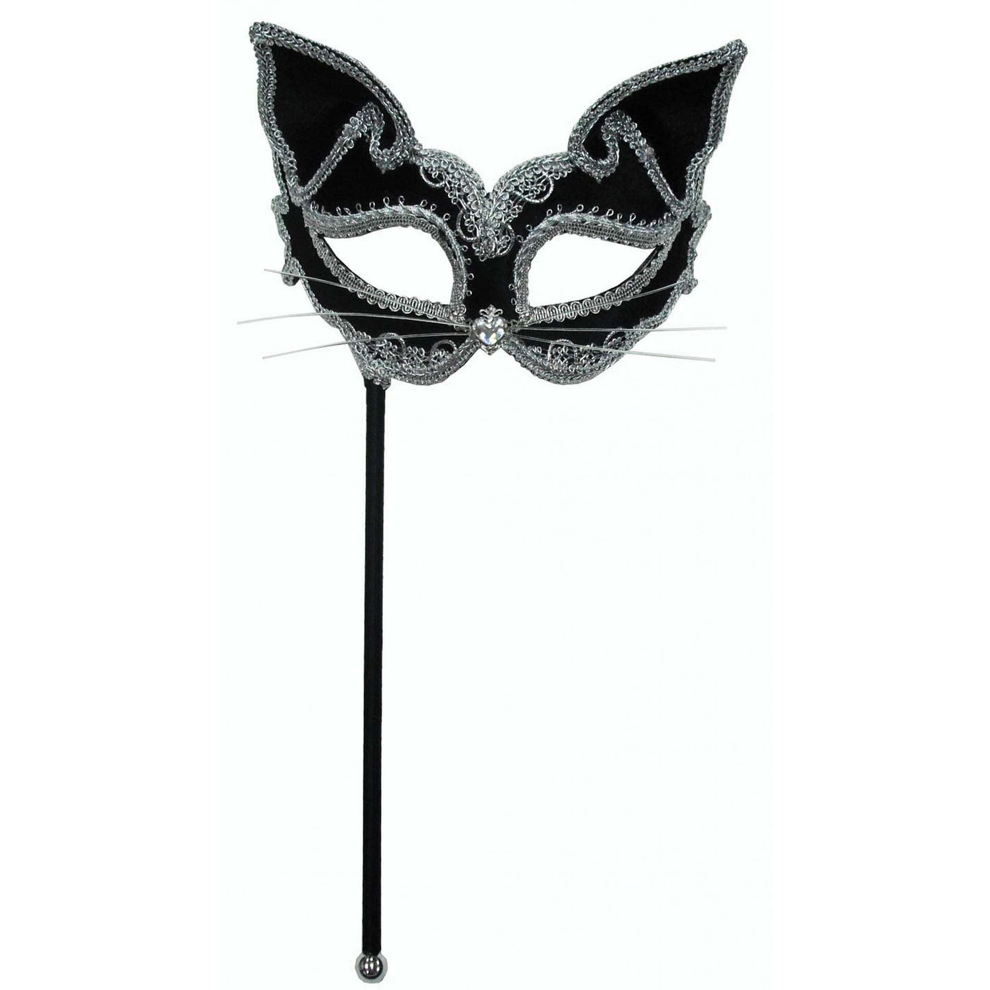 Cat Mask on Stick Eyemask for Masquerade Ball 1