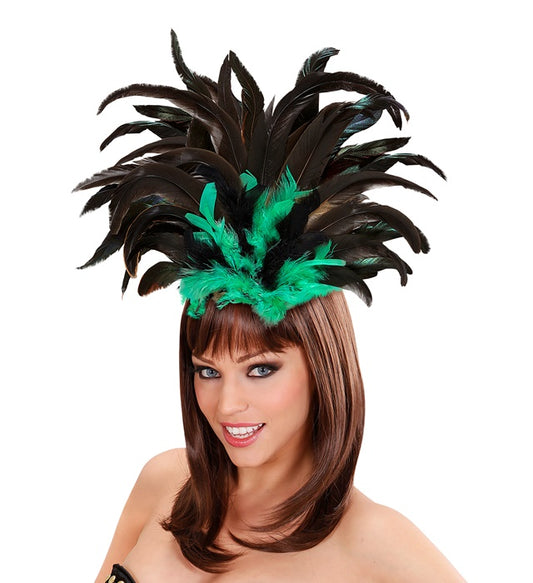 Copacabana Feathered Headband - Black/Green